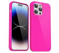 Svanove pour iPhone 14 Pro Coque Silicone, Mince Étui Pure Color Smooth Rubber Gel Original, Souple TPU Étui Slim Antichoc Protection Cover, Rose Vif