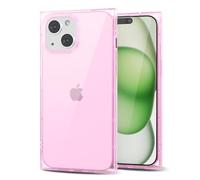 Svanove pour iPhone 15 Coque Carrée Transparente, Transparent Rectangulaire Carré Coque de Téléphone Protecteur d’Appareil Photo, Transparent Mince Silicone Antichoc Coque Souple, Rose Clair