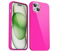 Svanove pour iPhone 15 Coque Silicone, Mince Étui Pure Color Smooth Rubber Gel Original, Souple TPU Étui Slim Antichoc Protection Cover, Rose Vif