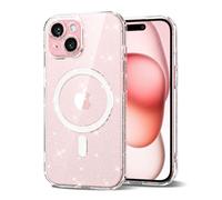 Svanove pour iPhone 15 Coque Transparente à Paillettes Compatible avec Magsafe, Coque Magnétique Mince et Fine en TPU Souple à Bling Étincelant pour Femmes et Filles