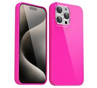Svanove pour iPhone 15 Pro Max Coque Silicone, Mince Étui Pure Color Smooth Rubber Gel Original, Souple TPU Étui Slim Antichoc Protection Cover, Rose Vif