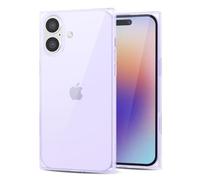 Svanove pour iPhone 16 Coque Carrée Transparente, Transparent Rectangulaire Carré Coque de Téléphone Protecteur d’Appareil Photo, Transparent Mince Silicone Antichoc Coque Souple, Violet Clair