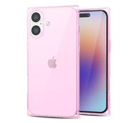 Svanove pour iPhone 16 Coque Carrée Transparente, Transparent Rectangulaire Carré Coque de Téléphone Protecteur d’Appareil Photo, Transparent Mince Silicone Antichoc Coque Souple, Rose Clair