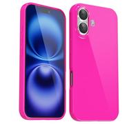 Svanove pour iPhone 16 Coque Silicone, Mince Étui Pure Color Smooth Rubber Gel Original, Souple TPU Étui Slim Antichoc Protection Cover, Rose Vif