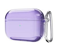 Svanove Y2k Coque en plastique rigide transparent pour Airpods Pro 1ère génération avec porte-clés, accessoires esthétiques et tendance pour femme et fille, violet lavande