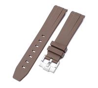 Svapo Bracelet de montre en caoutchouc fluoré naturel, extrémité incurvée, 20mm, remplacement pour bracelet Rolex, nouveau bracelet de montre vert Submariner Explorer 2 rôles(Brown)