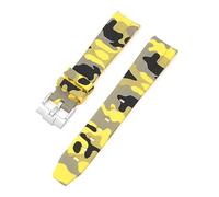 Svapo Bracelet de montre en caoutchouc fluoré naturel, extrémité incurvée, 20mm, remplacement pour bracelet Rolex, nouveau bracelet de montre vert Submariner Explorer 2 rôles(CamouflageYellow)
