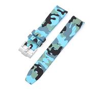 Svapo Bracelet de montre en caoutchouc fluoré naturel, extrémité incurvée, 20mm, remplacement pour bracelet Rolex, nouveau bracelet de montre vert Submariner Explorer 2 rôles(Camouflage light blue)