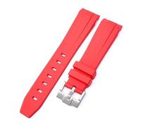 Svapo Bracelet de montre en caoutchouc fluoré naturel, extrémité incurvée, 20mm, remplacement pour bracelet Rolex, nouveau bracelet de montre vert Submariner Explorer 2 rôles(Bright red)