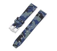 Svapo Bracelet de montre en caoutchouc fluoré naturel, extrémité incurvée, 20mm, remplacement pour bracelet Rolex, nouveau bracelet de montre vert Submariner Explorer 2 rôles(Camouflage royal blue)