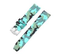 Svapo Bracelet de montre en caoutchouc fluoré naturel, extrémité incurvée, 20mm, remplacement pour bracelet Rolex, nouveau bracelet de montre vert Submariner Explorer 2 rôles(Camouflage cyan)