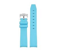 Svapo Bracelet de montre en caoutchouc fluoré naturel, extrémité incurvée, 20mm, remplacement pour bracelet Rolex, nouveau bracelet de montre vert Submariner Explorer 2 rôles(Light blue)