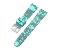 Svapo Bracelet de montre en caoutchouc fluoré naturel, extrémité incurvée, 20mm, remplacement pour bracelet Rolex, nouveau bracelet de montre vert Submariner Explorer 2 rôles(Digital cyan)