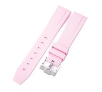 Svapo Bracelet de montre en caoutchouc fluoré naturel, extrémité incurvée, 20mm, remplacement pour bracelet Rolex, nouveau bracelet de montre vert Submariner Explorer 2 rôles(Pink)
