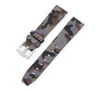 Svapo Bracelet de montre en caoutchouc fluoré naturel, extrémité incurvée, 20mm, remplacement pour bracelet Rolex, nouveau bracelet de montre vert Submariner Explorer 2 rôles(CamouflageBrown)