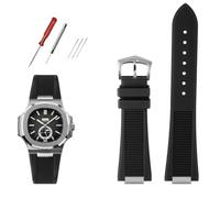 Svapo Bracelet de montre en FluoroSilicone de qualité pour Patek Philippe Sport élégant série Nautilus 5711/5712/5980 Bracelet de montre étanche Bracelet mâle(B Black silver)