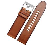 Svapo Véritable bande de montre en cuir pour ceinture de montre diesel DZ4476 / 4482 DZ7408 7406 4318 STRAP 22 24 26 28 mm de grande taille pour hommes(1514 Brown silver,22mm)