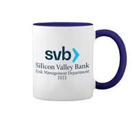 SVB Silicon Valley Bank Risk Management New Trend Fun Lustig Blanc tasse de café avec le bleu et poignée Rim Mug