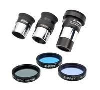 SVBONY SV233 Kit d'accessoires pour télescope 7 pièces, oculaire Super Plossl 6 mm 17 mm, 2 lentilles de Barlow avec Filetage T, Filtre Lunaire, Filtre ND4, Filtre Couleur 82A et Sac Portable, pour