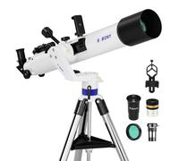 SVBONY SV520 Télescope pour adultes haute puissance, ouverture de 90 mm, longueur focale 800 mm, réfracteur avec monture AZ, kit de télescope pour débutants avec oculaire PL10, K25, objectif de Barlow
