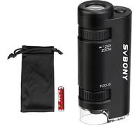 Svbony SV603 Microscope Portable avec Lumière LED, 60x-120x Mini Microscope Asphériques à Main avec Batterie, Microscope de Poche