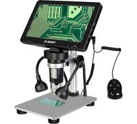 Svbony SV604 LCD Digital Microscope, écran 7 pouces 1-1200x 12MP microscope avec lumière d'appoint 8 LED et support en aluminium, microscope informatique pour adultes pour la soudure de pièces de PCB