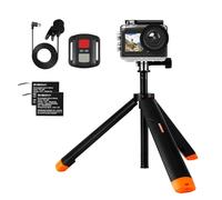 SVBONY SVGo2 Caméra d'action 4K30FPS, zoom 5x, caméra de sport, caméra de sport, étanche à 30 m, avec perche à selfie flottante, microphone filaire, EIS, 2 batteries, télécommande WiFi, pour Vlog de