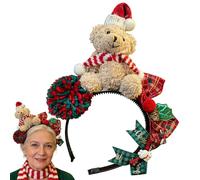 SVCEQZE Bandes Frontales de Noël pour Femmes,Accessoire Festif pour Chapeaux - Bandeau de Noël avec Ours pour Filles,pour Adolescents Fêtes Célébrations Anniversaires Photos