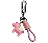 SVCEQZE Breloque en cuir pour sac à dos de cheval, porte-clés en métal avec corde de tissage pour adolescents, adultes, voyage, école, navette, anniversaire, rose, Refer to description