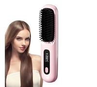 SVCEQZE Brosse Chauffante Pour Cheveux Court, 20x4.5cm Brosse Lissante Chauffante Cheveux Court, 160-200°C 3 Niveaux De Chauffage Et Écran LED Et Rechargeable Via USB, Brosses Lissante Portable