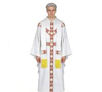SVCEQZE Costume De Prêtre | Tenue d'Église Catholique avec Ruban - Costume De Robe De Clergé Brodée,Pour s Prière Église Mariage Fête Vacances Mascarade Scène Cosplay Séance