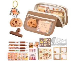 SVCEQZE Ensemble Papeterie Capybara, 13.5x7.5x23 Cm Trousse Capybara avec Fourniture Crayon À Papier Stylo, Fournitures Scolaires De Grande Capacité pour Filles Et Garçons Fourniture Scolaire