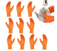SVCEQZE Gants en nitrile - Gants en nitrile - Orange - Avec surface adhérente - Gants de protection résistants à la déchirure - Avec structure - 10 x orange - Pour la maison, l'industrie, la voiture