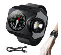 SVCEQZE Lampe de poche de poignet - Lampe de poche mains avec fonction boussole | Montre de poche rechargeable, 5 variations, lumière extérieure étanche pour vélo, course à pied, camping
