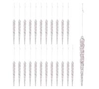 SVCEQZE Lot de 24 décorations de Noël en forme de stalactites en acrylique transparent de 13 cm à suspendre pour sapin de fête