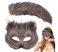 SVCEQZE Mascarade de Cosplay de Queue d'Animal,Mascarade de Cosplay d'Animal | Kit de costumes d'animaux cosplay pour fille - Couvre-visage d'animal à moitié poilu pour une fête de rassemblement