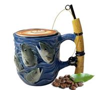 SVCEQZE Mug à café - Tasses en résine sur le thème de la pêche pour boissons | Mugs en forme de canne à pêche pour du thé | Pour le lait, le jus, le latte, le thé, la bière, le père, le petit ami, le