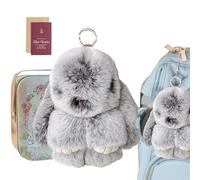 SVCEQZE Porte-clés lapin doux fait à la main de 15 cm, porte-clés lapin Lu-lu, porte-clés en forme de lapin mignon, porte-clés lapin artificiel F-ur en peluche F-Luffy , C, Refer to description