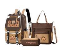 SVCEQZE Sac À Dos Mignon Pour Filles | Cartable Scolaire Capybara Pour,Léger Cartable pour avec un Sac Messager et une Trousse à Crayons pour et