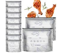 SVCEQZE Sacs De Grillade En Aluminium - 10 Pièces Récipients De Stockage Alimentaire,Contenants Réutilisables Scellables Debout Avec Zip Et Étiquette | Pour Cuisine Réfrigérateur Viande Légumes