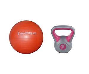 Sveltus Gymball 55cm Orange & Kettlebells fit, Mixte Adulte, Rose, 2 kg
