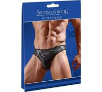 Tanga homme brillant avec empiècement translucide (noir) - L