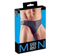 String Noir Effet Mouille Avec Zip En Strass - XL