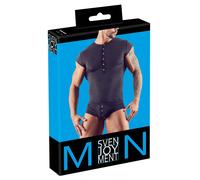 Svenjoyment - T-shirt sexy élastique pour homme avec boutons, noir, taille L