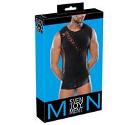 Svenjoyment - Veste sans manches noire pour homme avec laçage élégant, taille 2X
