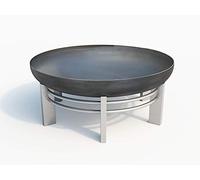 Svenskav Jura Brasero 79 cm pour jardin et terrasse (acier brut, super XXL) - Brasero rond design pour cheminée d'extérieur - Grand bol ignifuge adapté pour grille, barbecue, feu de camp