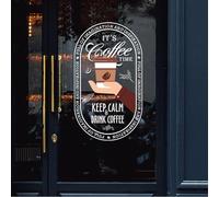 Svesoraco Autocollant statique pour fenêtre en verre, café, lait, thé, décoration de café, boulangerie, tapisserie d'ameublement pour fenêtres et portes en verre