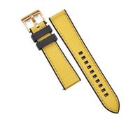 Svincoter Bracelets de montre hybrides en caoutchouc FKM, toile et nylon à dégagement rapide, 20 et 22 mm, adaptés à toutes les marques de montres de plongée(Black-Yellow 3,20mm)