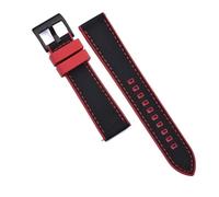 Svincoter Bracelets de montre hybrides en caoutchouc FKM, toile et nylon à dégagement rapide, 20 et 22 mm, adaptés à toutes les marques de montres de plongée(Red-Black 2,20mm)