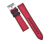 Svincoter Bracelets de montre hybrides en caoutchouc FKM, toile et nylon à dégagement rapide, 20 et 22 mm, adaptés à toutes les marques de montres de plongée(Black-Red 1,22mm)